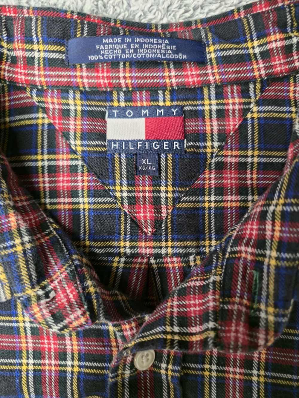 Tommy Hilfiger Red, Navy & Yellow Plaid Cotton Shirt